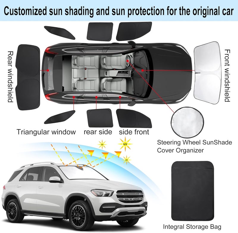 TINGLU Window Shades for Mercedes Benz GLE 350 450 2020-2024 Accessories Car Side Full Windows Rear Triangular Windshield Sun Shade Sun UV Rays & Privacy Protection for Camping Napping Relaxing 10PCS - Image 3